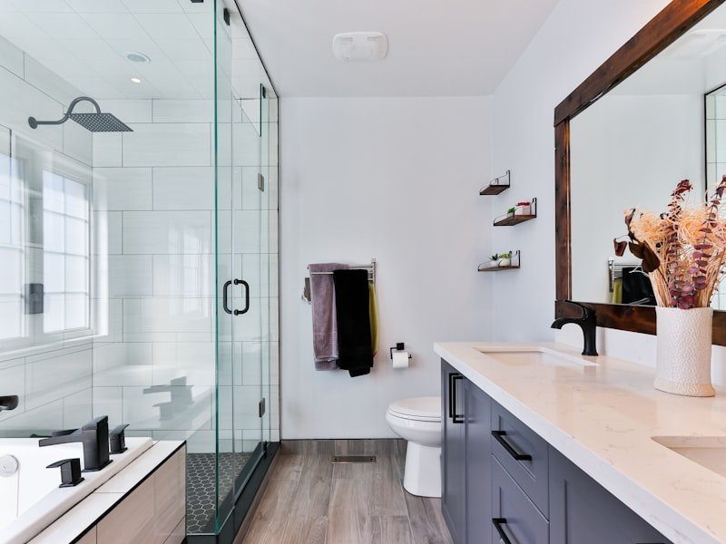 Bright renovated bathroom with walk-in shower in Ottawa